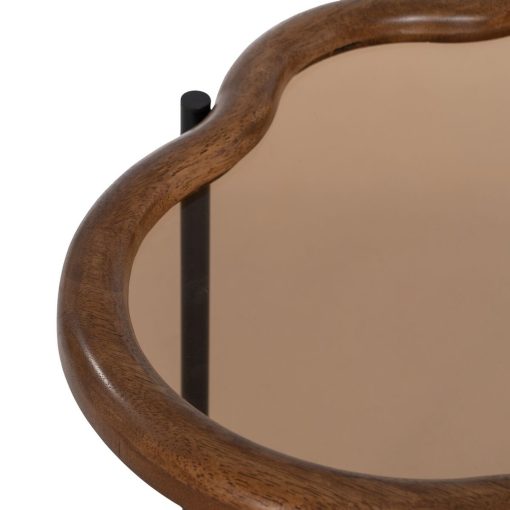 Mesa de Centro Preto Natural Cristal Ferro Madeira da borracha 89 x 50 x 40 cm (2 Unidades) - Image 8