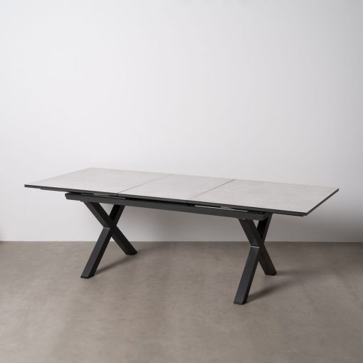 Mesa de Jantar Branco Preto Cerâmica Alumínio Cristal 180 x 100 x 77 cm - Image 2