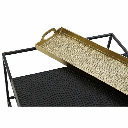 Mesa de apoio 61 x 61 x 49 cm Preto Dourado Aço Alumínio - Image 2