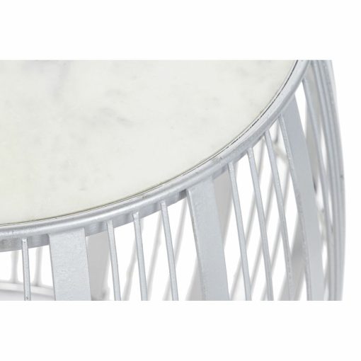 Mesa de apoio Branco Mármore Ferro Prateado (46 x 46 x 41 cm) - Image 2