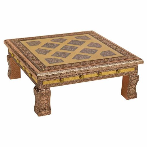 Mesa de apoio Cobre Alumínio Madeira MDF 38 x 14 x 38 cm