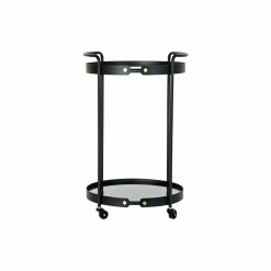 Mesa de apoio Cristal Preto Metal (47 x 46 x 71 cm)