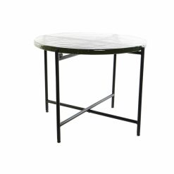 Mesa de apoio Cristal Preto Metal Moderno (50 x 50 x 42 cm)