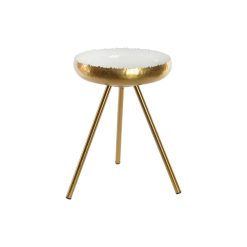 Mesa de apoio Dourado Alumínio Branco Lacado (43 x 43 x 61 cm)