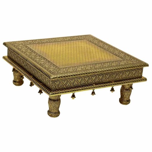 Mesa de apoio Dourado Alumínio Madeira MDF 38 x 12 x 38 cm