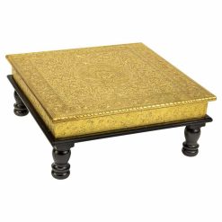 Mesa de apoio Dourado Alumínio Madeira MDF 38 x 12 x 38 cm