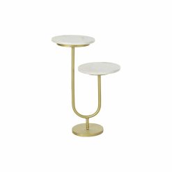 Mesa de apoio Dourado Metal Mármore 45 x 27 x 63 cm