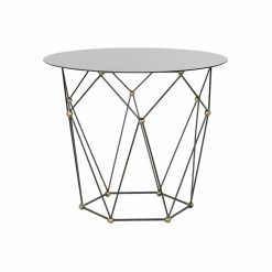 Mesa de apoio Preto Metal Cristal Dourado (70 x 70 x 60 cm)