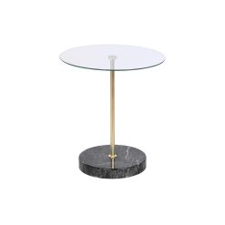 Mesa de apoio Preto Transparente Dourado Cristal Aço 45 x 45 x 50 cm