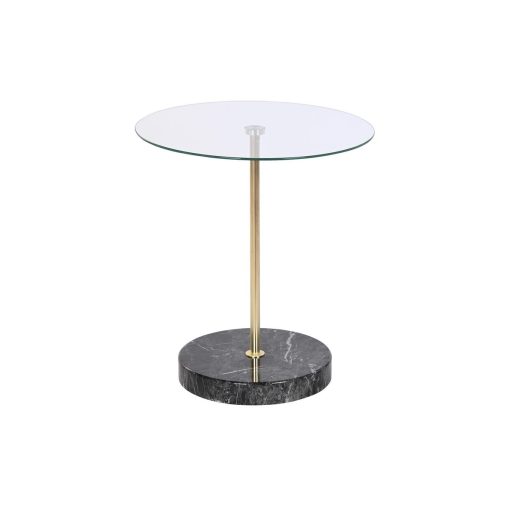 Mesa de apoio Preto Transparente Dourado Cristal Aço 45 x 45 x 50 cm