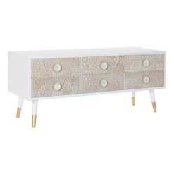 Móvel de TV 119 x 42 x 50 cm Abeto Dourado Branco Marrom claro