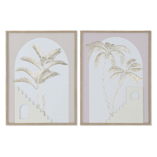 Pintura Branco Bege Palmeiras Escandinavo 45 x 2