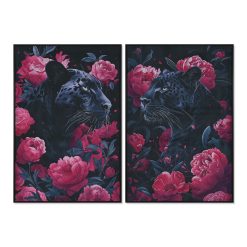 Pintura Preto Cor de Rosa 83 x 4 x 123 cm (2 Unidades)