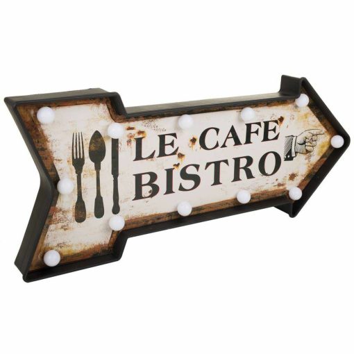 Placa de Parede Le Cafe Bistro Branco Ferro 27 x 5 x 65 cm Iluminação