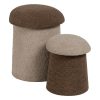 Puff Castanho Bege Madeira MDF 40 x 40 x 48 cm (2 Unidades)