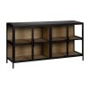 Vitrine Preto-Natural Mdf-Metal 150 X 38 X 80 Cm