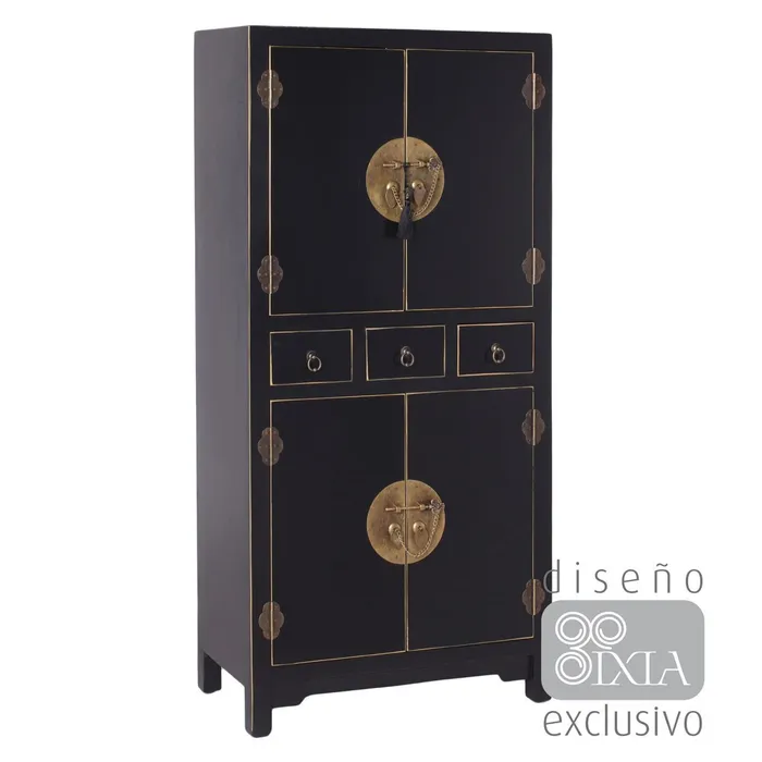 Aparador ORIENTE 63 x 33 x 131 cm Preto Madeira