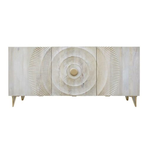 Aparador 160 x 45 x 75 cm Dourado Metal Branco Madeira de mangueira - Image 2