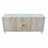 Aparador 160 x 45 x 75 cm Dourado Metal Branco Madeira de mangueira