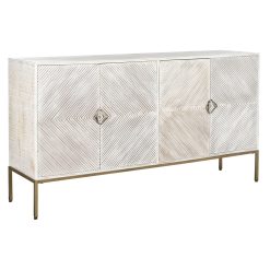 Aparador 170 x 40 x 90 cm Dourado Metal Branco Madeira de mangueira