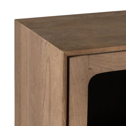 Armário BURNIE Preto Natural Cristal Madeira de mangueira 107 x 40,5 x 142 cm - Image 4