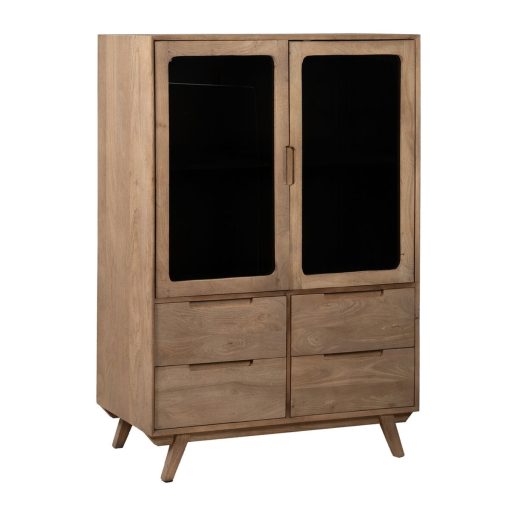 Armário BURNIE Preto Natural Cristal Madeira de mangueira 107 x 40