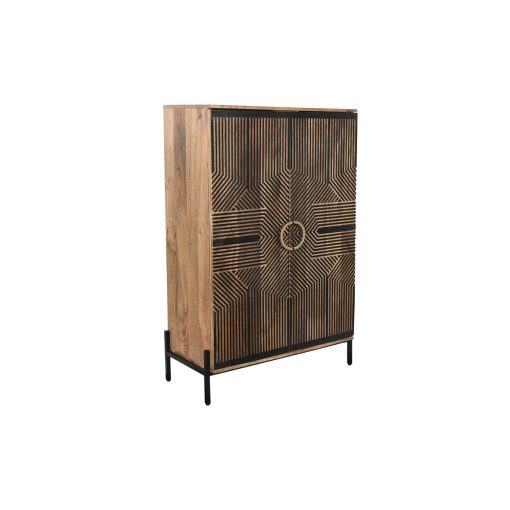 Armário Preto Dourado Natural Madeira 85 x 38 x 134 cm