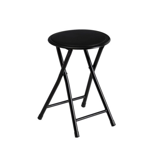 Banqueta Preto Poliuretano PVC Ferro 30 x 30 x 45 cm