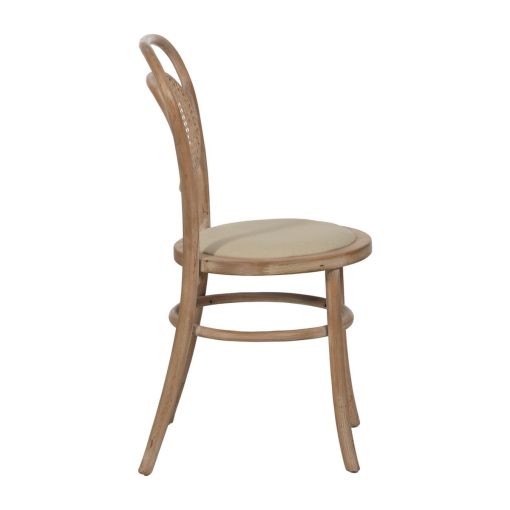 Cadeira de Sala de Jantar Bege Natural Madeira da borracha Algodão Poliéster 41 x 41 x 89 cm - Image 3