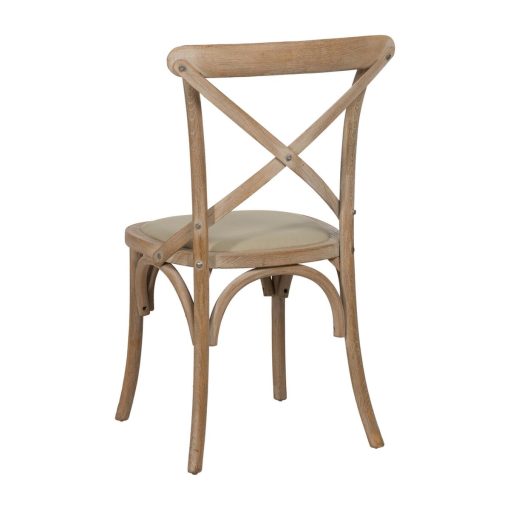Cadeira de Sala de Jantar Bege Natural Madeira da borracha Algodão Poliéster 44 x 42 x 88 cm - Image 4
