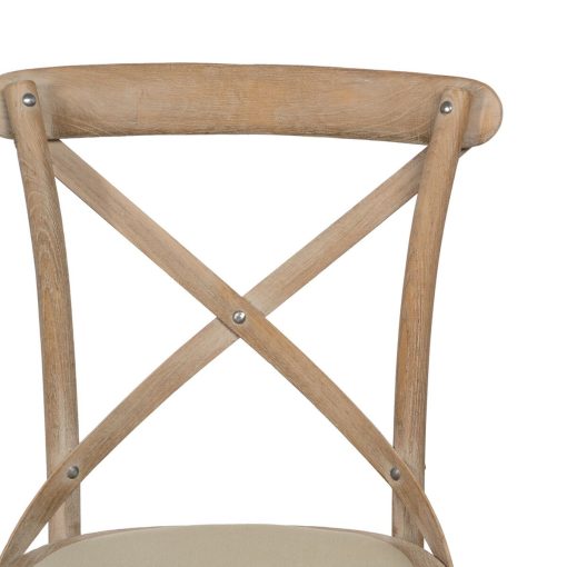 Cadeira de Sala de Jantar Bege Natural Madeira da borracha Algodão Poliéster 44 x 42 x 88 cm - Image 5