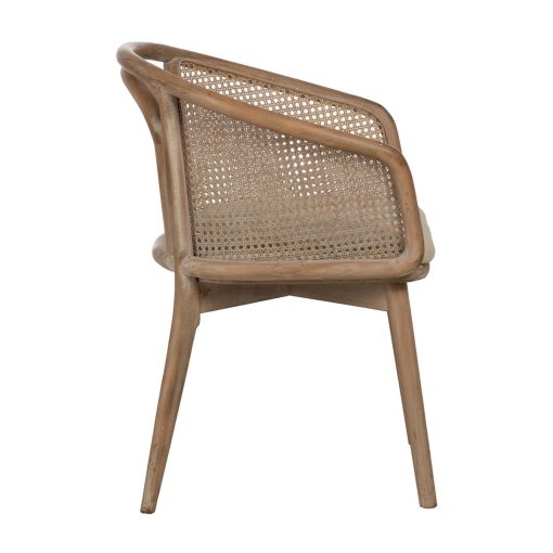 Cadeira de Sala de Jantar Bege Natural Madeira da borracha Algodão Poliéster 59 x 47 x 81 cm - Image 3