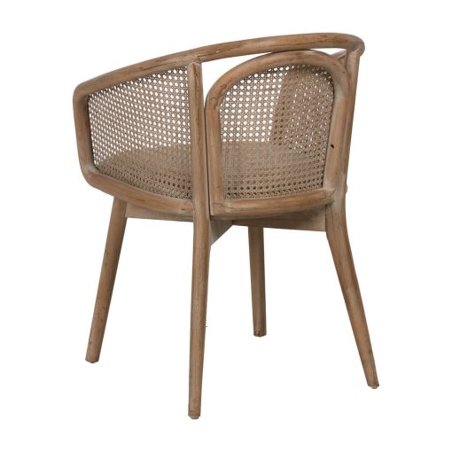 Cadeira de Sala de Jantar Bege Natural Madeira da borracha Algodão Poliéster 59 x 47 x 81 cm - Image 4