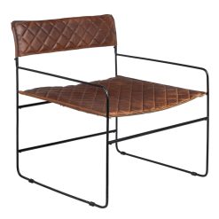 Cadeira de Sala de Jantar Castanho Preto Pele Ferro 76 x 75 x 89 cm