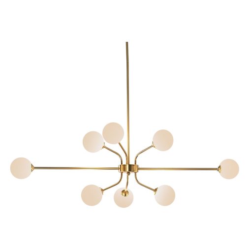 Candeeiro de teto Branco Dourado Metal Cristal 9 W 110 x 38 x 38 cm