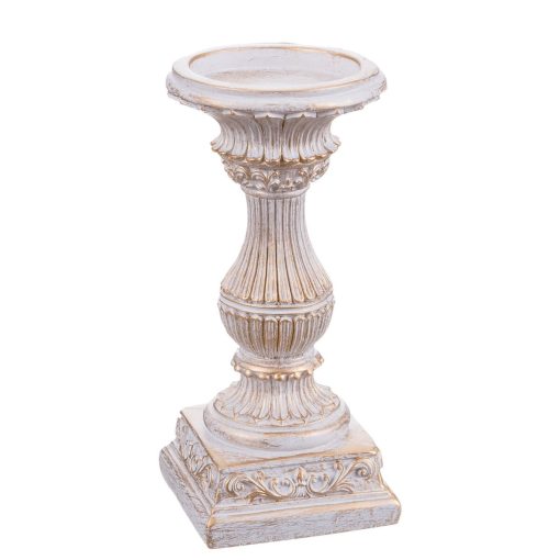 Candelabro Branco Resina Natal 9 x 9 x 19