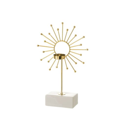 Castiçais Branco Dourado Cerâmica Ferro 18