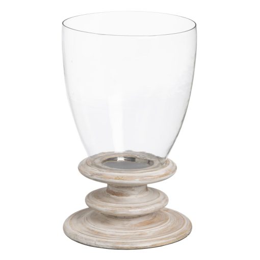 Castiçais Branco Madeira Cristal 28 x 28 x 43 cm