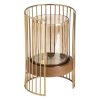 Castiçais Castanho Dourado Madeira Cristal Aço 15 x 15 x 23 cm