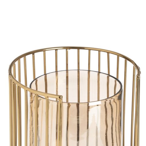 Castiçais Castanho Dourado Madeira Cristal Aço 15 x 15 x 23 cm - Image 3