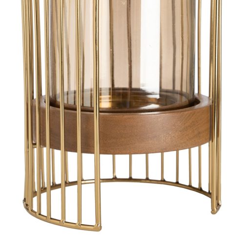 Castiçais Castanho Dourado Madeira Cristal Aço 15 x 15 x 23 cm - Image 4