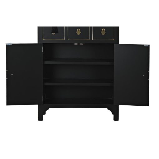 Cómoda Preto Dourado Abeto Madeira MDF Oriental 63 x 28 x 101 cm - Image 6