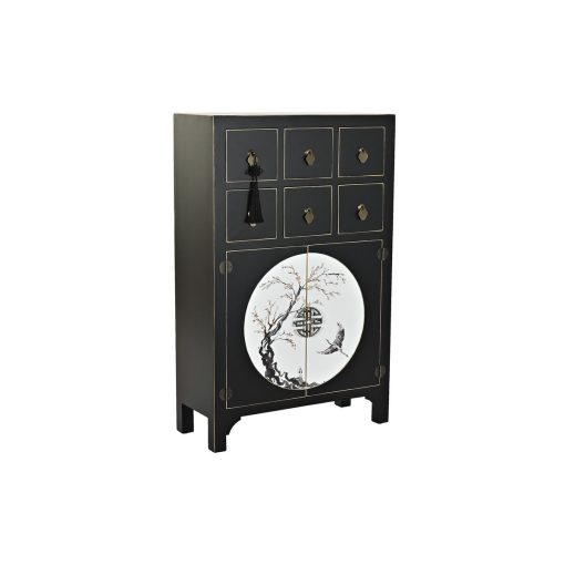 Cómoda Preto Dourado Abeto Madeira MDF Oriental 63 x 28 x 101 cm