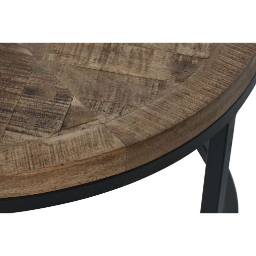 Conjunto de 2 mesas Castanho Preto Natural Metal Madeira de mangueira 90 x 90 x 40 cm - Image 3