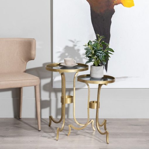 Conjunto de 2 mesas Dourado Fumado 38,5 x 38,5 x 61 cm (2 Unidades) - Image 6