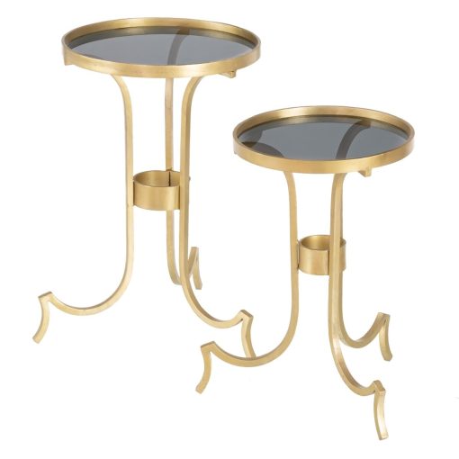 Conjunto de 2 mesas Dourado Fumado 38