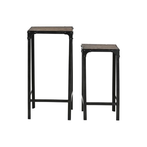 Conjunto de 2 mesas Preto Natural 38 x 38 x 75 cm - Image 5