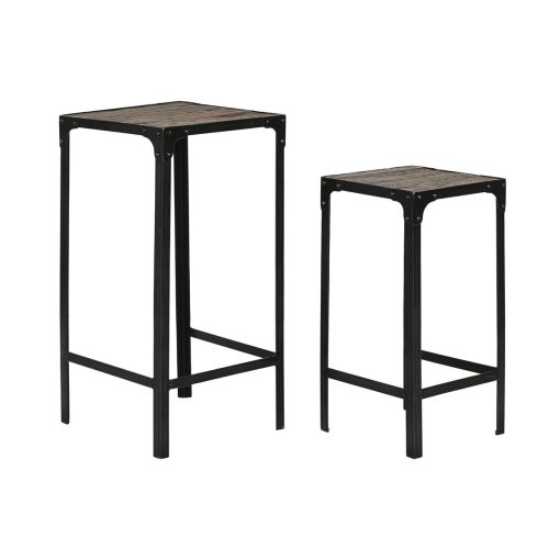 Conjunto de 2 mesas Preto Natural 38 x 38 x 75 cm