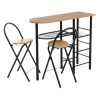 Conjunto de mesa com 2 cadeiras Preto Natural 100 x 74 x 88 cm