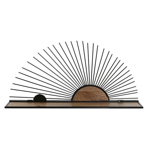 Estantes Preto Natural Metal Madeira MDF 58 x 10,5 x 28 cm De parede - Image 5